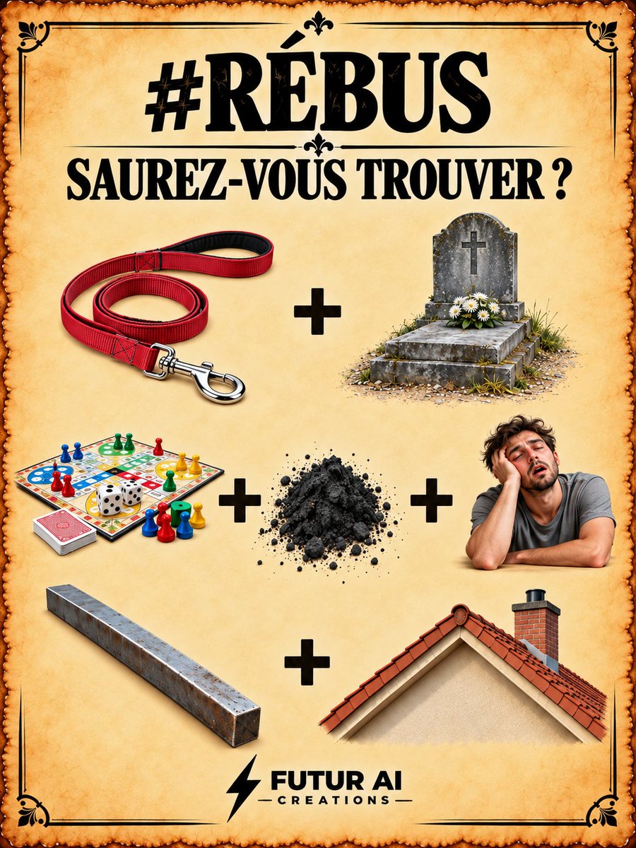 Benjamin_Sibuet's tweet photo. Nouveau rébus 🧠😂
Cette fois, il y a 3 expressions à trouver 👀
Vous arrivez à avoir les trois ?
Laissez réfléchir les autres 😏
Merci d’attendre au moins 30 minutes avant de donner les réponses en commentaire.
#rebus #devinette #enigme #cassetete #humour https://t.co/4OLYgIm18z