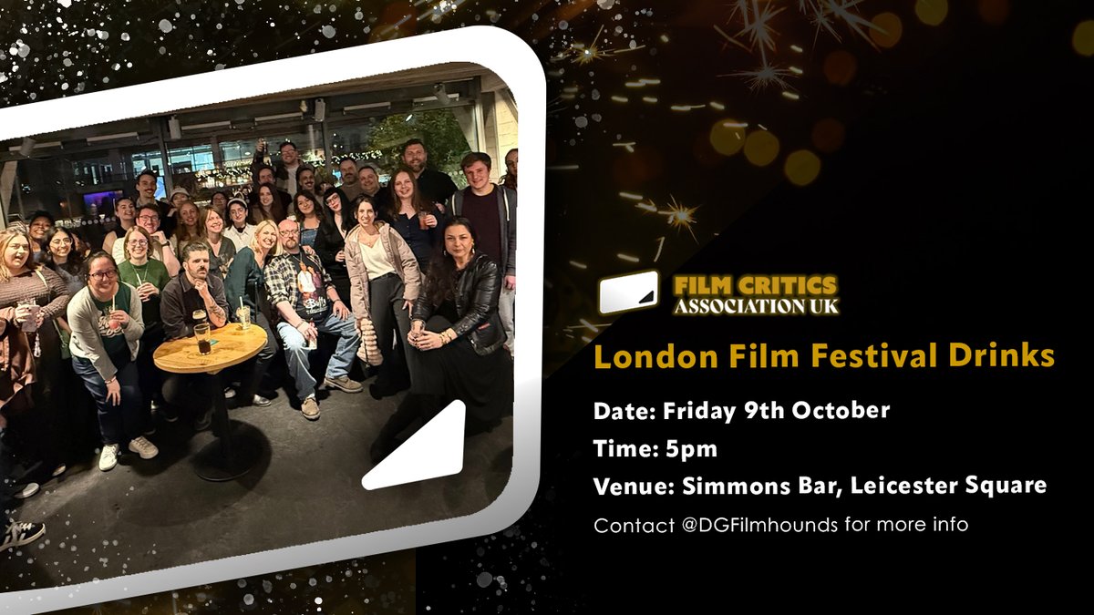 FilmCriticsUK's tweet photo. Joins us for our 5th Annual London Film Festival Drinks 

Date: Friday 9th October 
Time: 5pm
Venue: Simmons Bar, Leicester Square https://t.co/PMjbzLoMNa