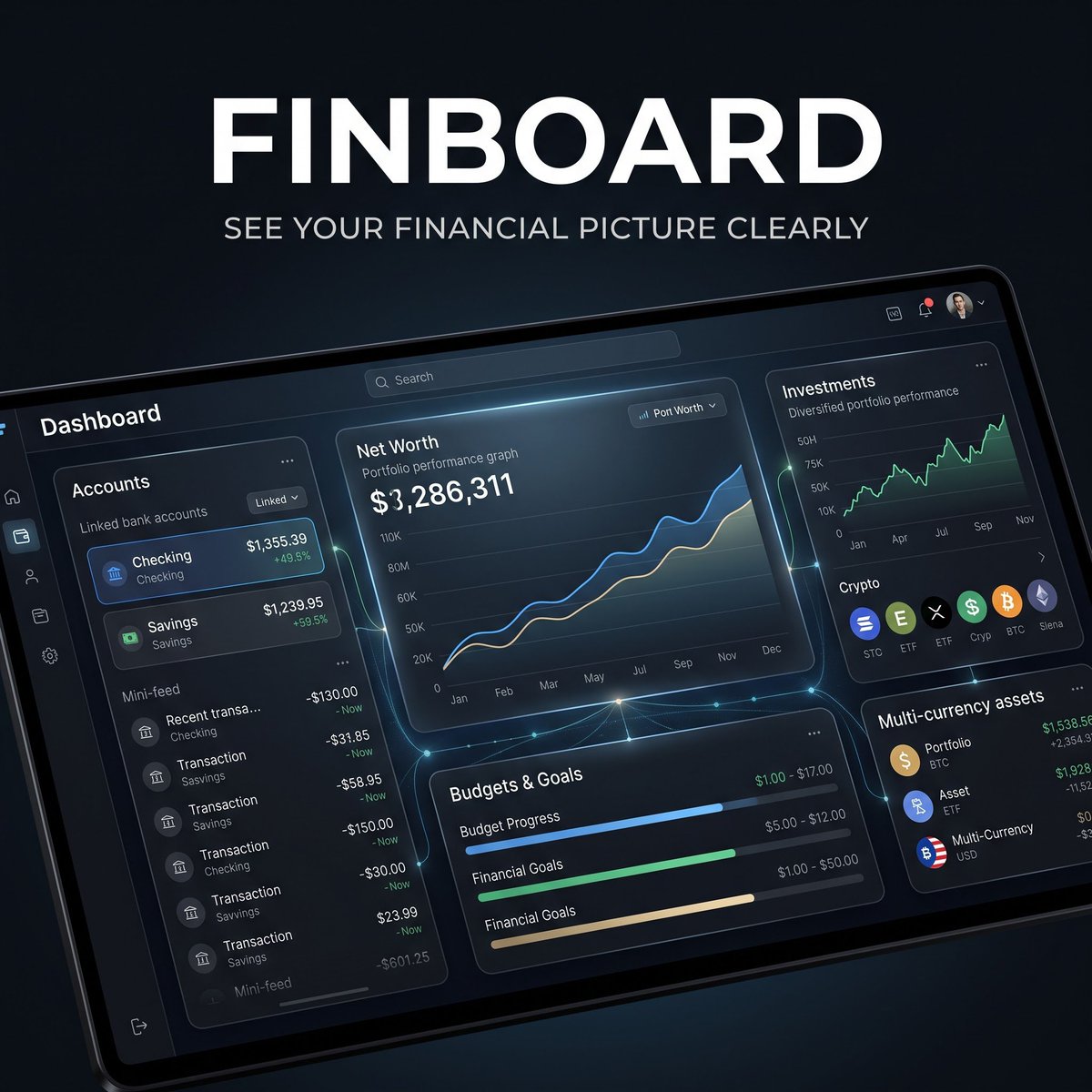 edgex927's tweet photo. Most people only notice a product when it’s already big.

I’m more interested in what’s being built before everyone starts talking about it.

That’s where FinBoard is right now.

A personal finance dashboard bringing accounts, transactions, budgets, investments, crypto, multi-currency assets and net worth tracking into one place.

The product is still early, the team is still building, and there’s plenty to improve.

But that’s exactly why this stage matters.

Early users can test it, give feedback, point out what needs fixing and help shape what comes next.

If you care about having a clearer picture of your finances, keep an eye on @finboardme.

We’re still early.