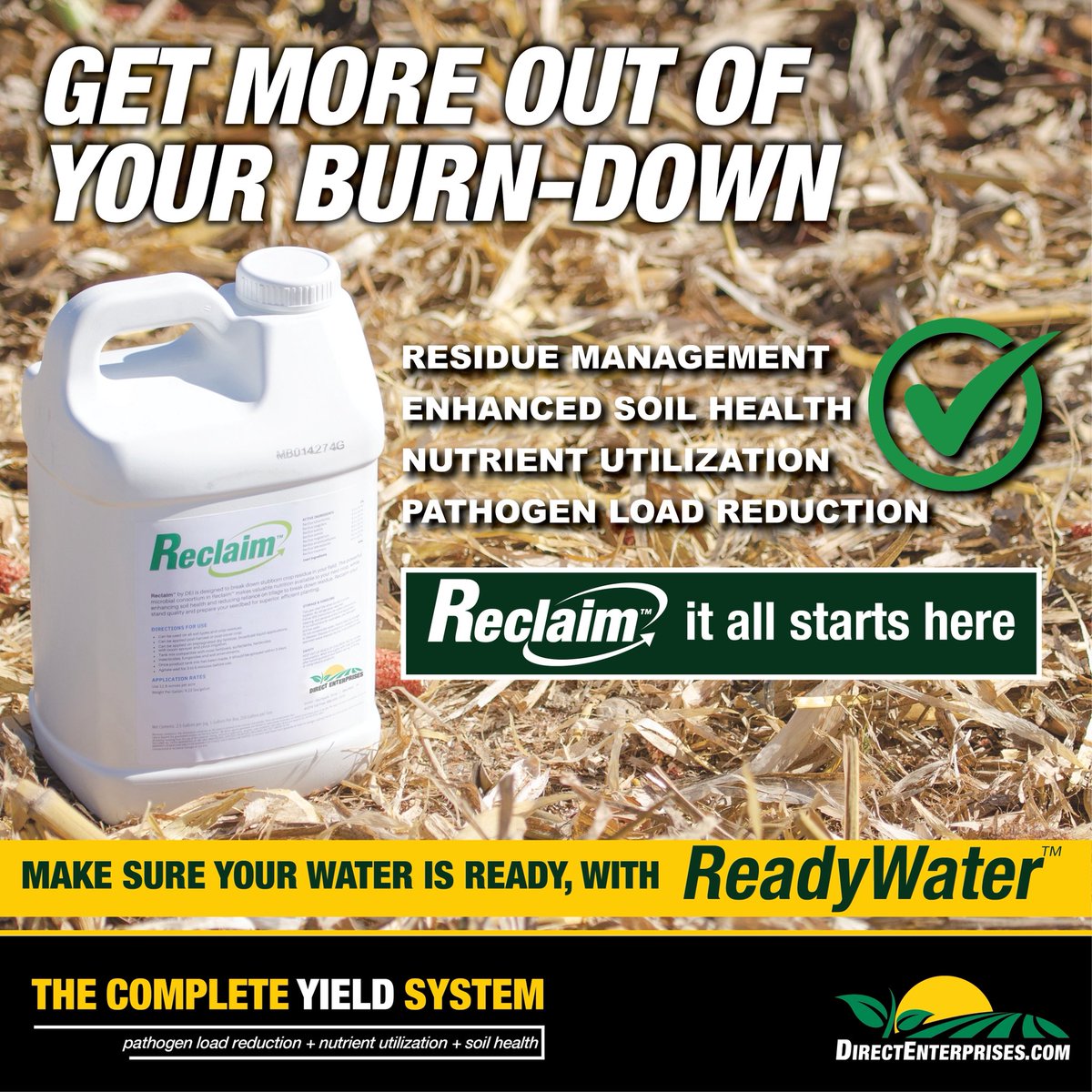 DirectEntInc's tweet photo. Harvest is underway in patches scattered across the map and burn-down is right around the corner. Make the most of your spray pass with Reclaim! ✅
Learn more at https://t.co/L3rmR5FPJc 📲 #agronomy #spraytank #harvest26 #notill https://t.co/k33qYdeVOn