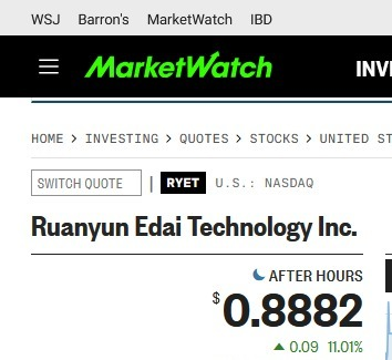 CudworthRa52531's tweet photo. $RYET +11% AFTER HOURS

Ruanyun Edai pushed to around $0.89 after the close as attention continues building around its AI + education expansion.

Formind Group, $7.48M FY2026 revenue, an ~$880K YeeZo contract, 10 AI labs and 610 workstations are giving traders plenty to watch.

Momentum is clearly picking up