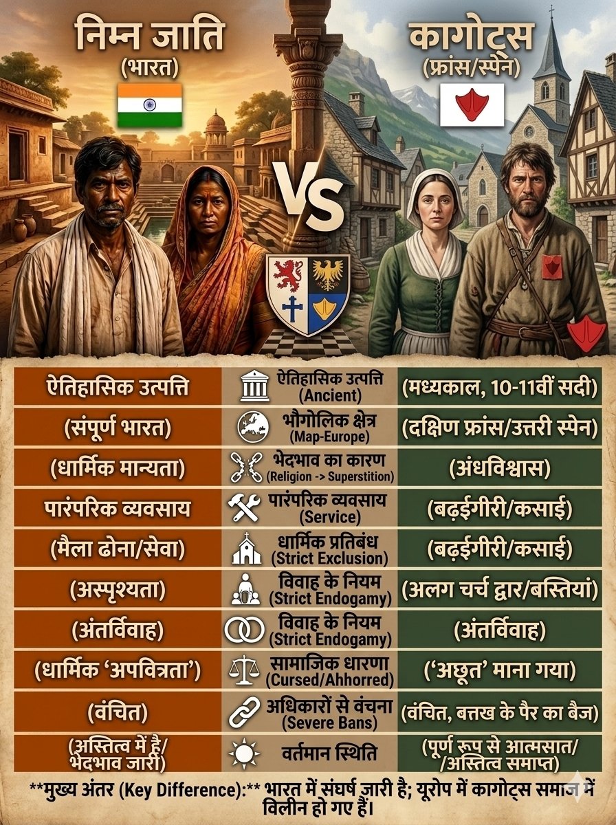 Ambuj31316910's tweet photo. इतिहास के वे पन्ने, जिन्हें अक्सर भुला दिया जाता है... 
CAGOTS का संघर्ष भारत के निम्न जातियों के सामाजिक इतिहास से अविश्वस��ीय रूप से मेल खाता है। कानून बदल गए, लेकिन सामाजिक रूढ़ियों को बदलने में सदियां लग जाती हैं। https://t.co/lrhblN0idG