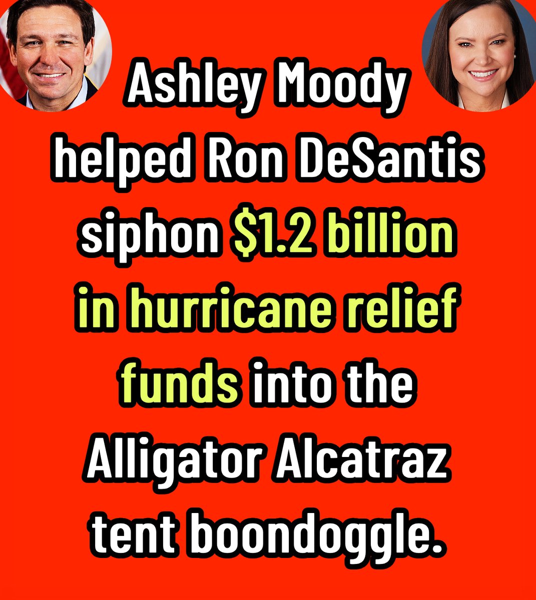 Coste1Costello's tweet photo. @SenAshleyMoody Ashley Moody is the fraud.

How can tents cost 20X more than actual cells?
No bid contracts to fat cat donors. https://t.co/oaim6rhGor