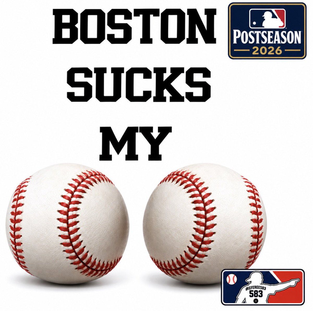 Referee583's tweet photo. October baseball is here. Boston, I brought visual aids. ⚾️⚾️ #MLBPostseason #Yankees #RedSox #ftfam #foulterritory  #RepBx #dirtywater #MLB https://t.co/SU20OwtuP7