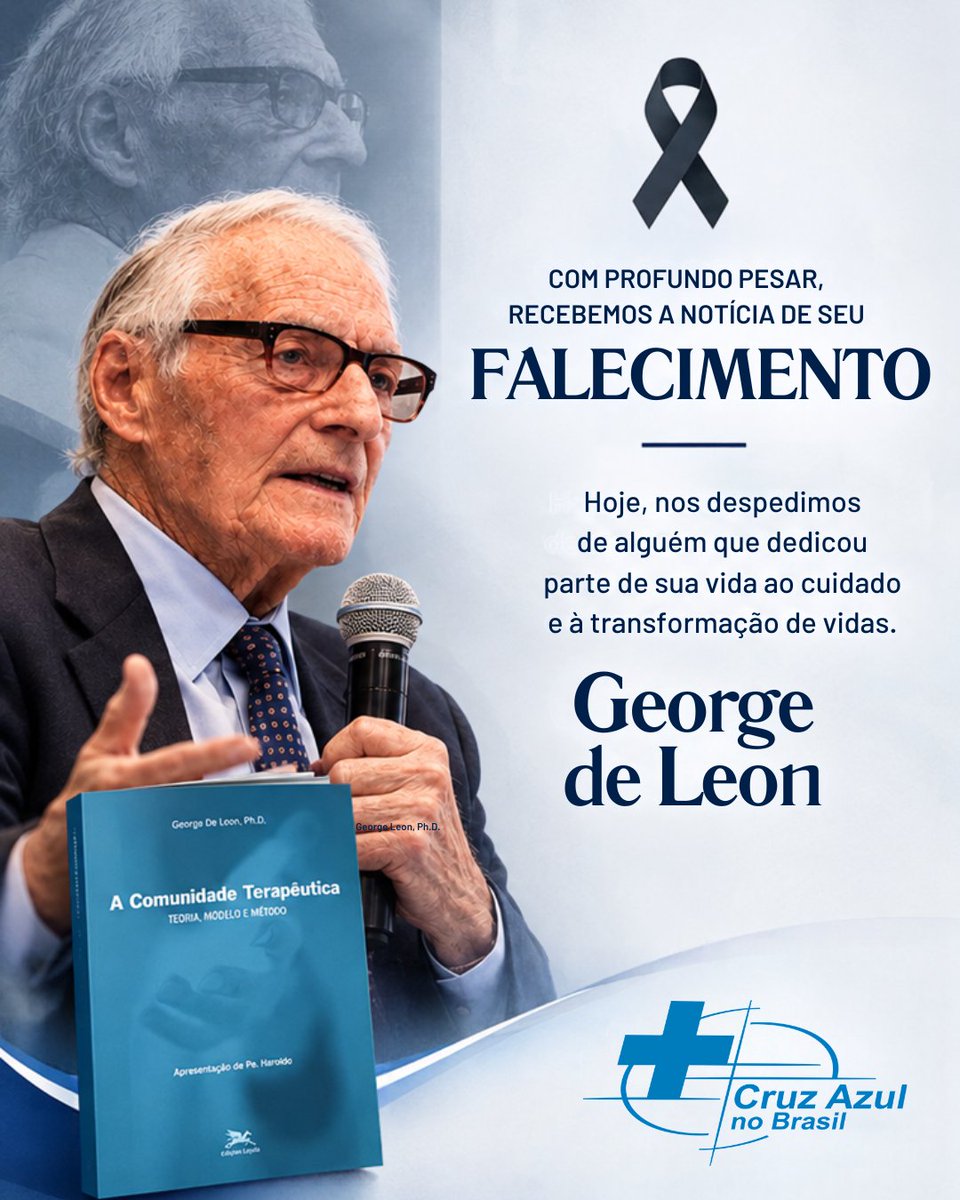 CruzAzul_BR's tweet photo. A partida de George De Leon representa uma perda inestimável para a área de saúde mental e dependência química. 

Seu trabalho foi fundamental para a consolidação e disseminação do modelo de Comunidades Terapêuticas, não apenas como um espaço de acolhimento, mas como um ambiente estruturado de tratamento baseado na vivência comunitária e no desenvolvimento pessoal.

Autor de obras de referência, como o livro "A Comunidade Terapêutica: Teoria, Modelo e Método" (visível na imagem), ele sistematizou conceitos que se tornaram pilares para inúmeras instituições ao redor do mundo, guiando profissionais e voluntários na missão de resgatar vidas e promover a reinserção social.

Sua visão humanizada e seu compromisso com a ciência do cuidado deixam uma marca permanente. 

A Cruz Azul no Brasil e toda a rede de Comunidades Terapêuticas prestam sua última homenagem a este gigante, cujo trabalho continuará ecoando através das vidas que ele ajudou a transformar.