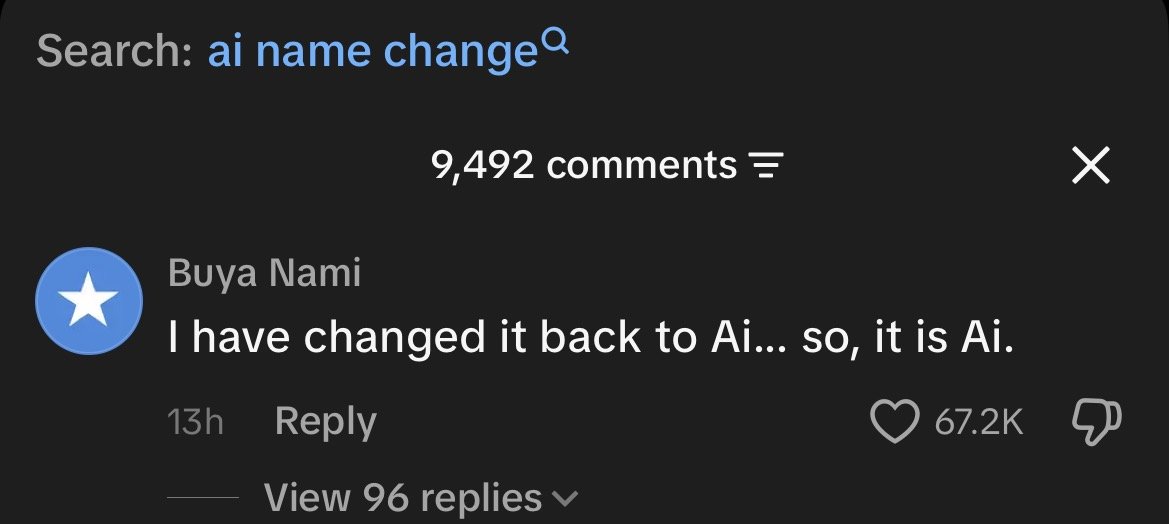 Jaglo__'s tweet photo. super idiot went to 800K

TOP COMMENT OF TRUMP ANNOUNCING SI IS A SAYING WE ARE CHANING BACK TO AI??

67K likes on a comment saying it is still ai this is literally the perfect meme runner to go against all the SI runners, why should we change from AI https://t.co/DPOVCpoRYD