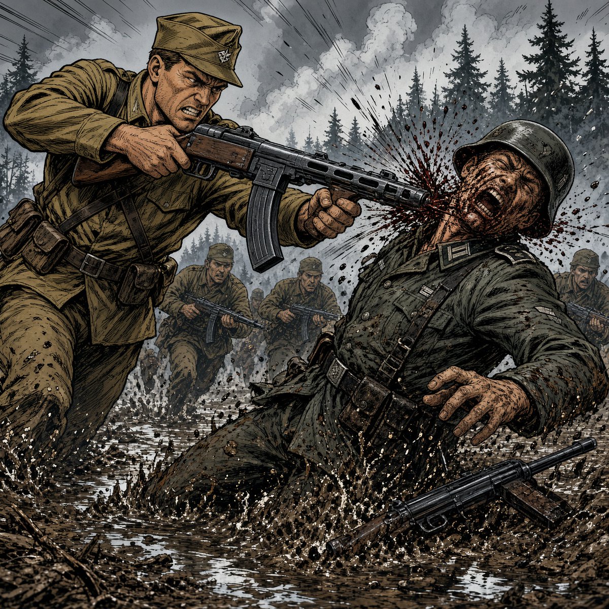 PeniakoffPL's tweet photo. 16 kwietnia 1945 roku, w dniu, w którym zaczynała się operacja berlińska, 2. Armia Wojska Polskiego forsowała Nysę Łużycką pod Rothenburgiem. Nad urwistym brzegiem zagrzmiały najpierw salwy „Katiusz”, potem poszła piechota — łodziami, środkami podręcznymi, czasem wpław. Niemcy z dywizji grenadierów pancernych „Brandenburg” wracali na pozycje po huraganie artylerii i bronili się zaciekle. W pewnym momencie z zagajnika wyszła grupa niemieckich żołnierzy z sierżantem na czele — ręce w górę, jak do poddania się. Podbiegli do stanowisk 2. plutonu ppor. Jana Wronki z 2. kompanii ppor. Edwarda Boryły. Polacy powstali, żeby zabrać jeńców. Wtedy Niemcy wydobyli spod płaszczy automaty i otworzyli ogień. Kilku żołnierzy padło od razu. Wronka nie zawahał się: skoczył do sierżanta, uderzył go automatem w głowę i wyrwał mu broń. Kompania, przez chwilę zdezorientowana, oprzytomniała błyskawicznie.

Tego samego dnia, dalej na północ, 1. Armia WP gen. Stanisława Popławskiego wchodziła w tę samą operację znad Odry — z przyczółków i rozlewisk, o których gen. Jerzy Bordziłowski pisał, że to „bezmiar wody”, gdzie trudno było nawet znaleźć koryto rzeki. Cel był wspólny: rozbić zgrupowanie osłaniające Berlin i doprowadzić do upadku stolicy III Rzeszy. Kilka tygodni później w Karlshorst podpisano bezwarunkową kapitulację — już bez sztuczek z rękami w górę i automatami pod płaszczem. A biało-czerwone sztandary w zdobytym Berlinie zatknęli, obok żołnierzy radzieckich, właśnie Polacy.

Źródła:
- Kazimierz Kaczmarek, Budziszyn 1945, Wydawnictwo MON, 1982
- Zdzisław Stąpor, Berlin 1945, Bellona