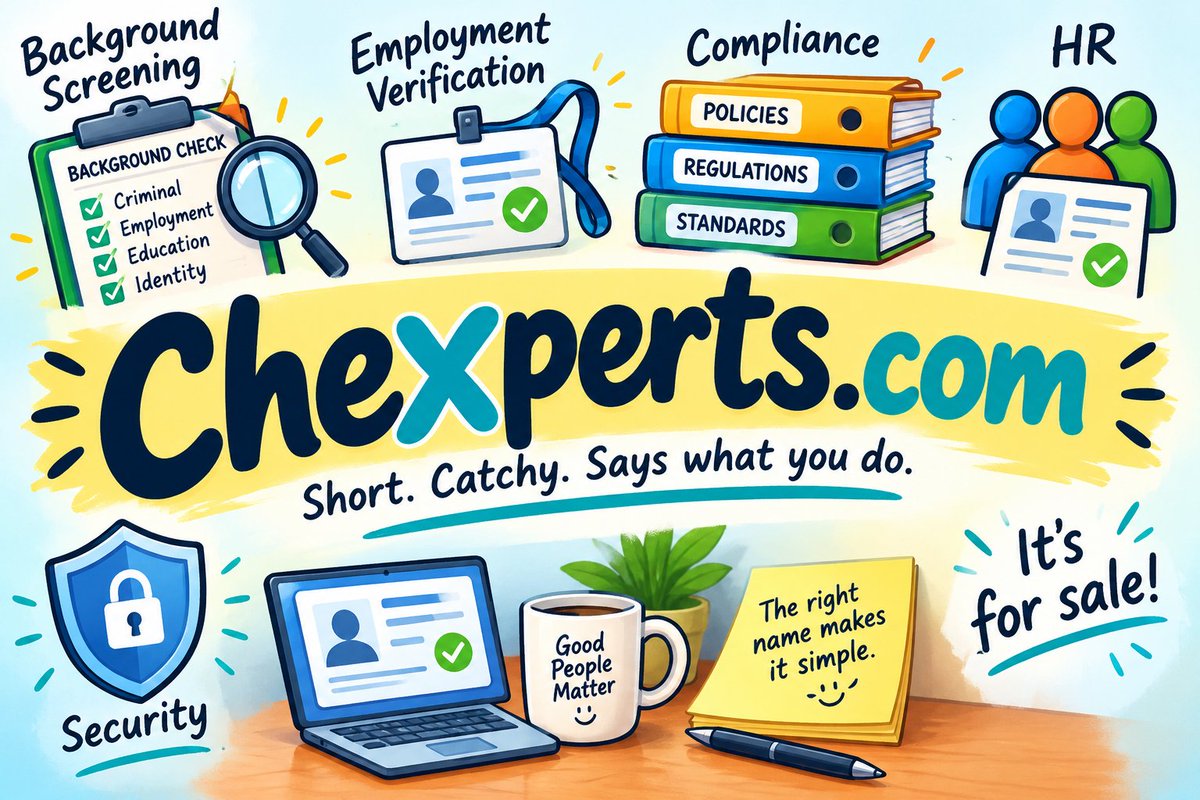 BrandNewDomains's tweet photo. If you work in background screening, payroll, check processing, verification, HR, or anything involving… well, checks… you might want to take a look at this one.

#Payroll #HR #BackgroundScreening #CheckProcessing #Verification #Fintech #DomainNames https://t.co/MeQrfQvScB