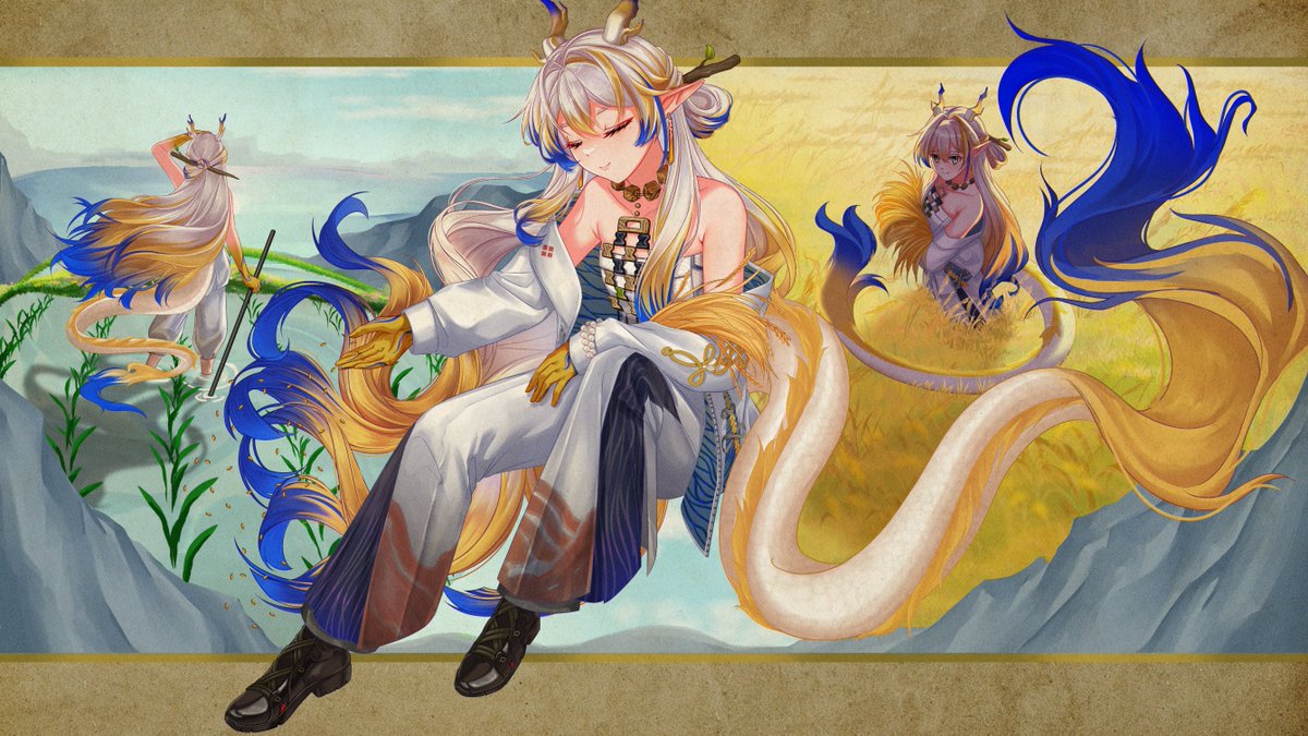 sondinh766's tweet photo. My entry for Vgen monthly challenge :D As an operator closely tied to the image of rice fields, I am truly happy to have been able to portray the growth process of rice to life through her.

#vgen #vgenchallenge #Arknights #Shu #黍 #シュウ #rice #illustration‌‌ #art https://t.co/MszYEN2Miz