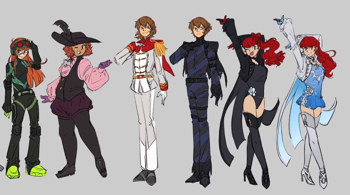 OKVEEart's tweet photo. my phantom thieves line up for my second rose and violet run!! wanted an excuse to draw my hcs for everybody #yay #persona5 https://t.co/7P949GPX7i