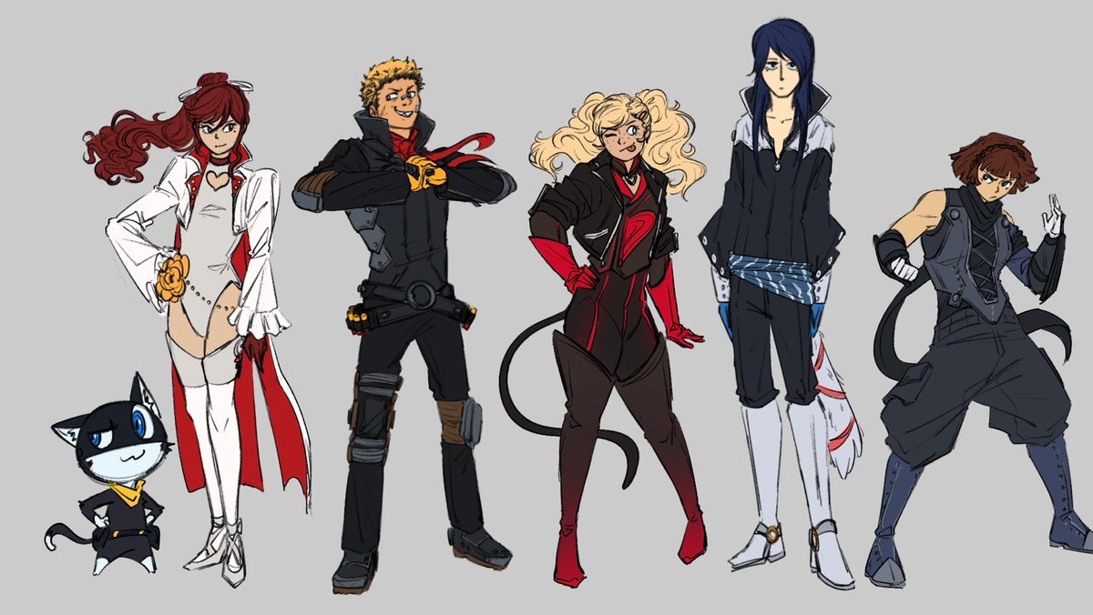 OKVEEart's tweet photo. my phantom thieves line up for my second rose and violet run!! wanted an excuse to draw my hcs for everybody #yay #persona5 https://t.co/7P949GPX7i