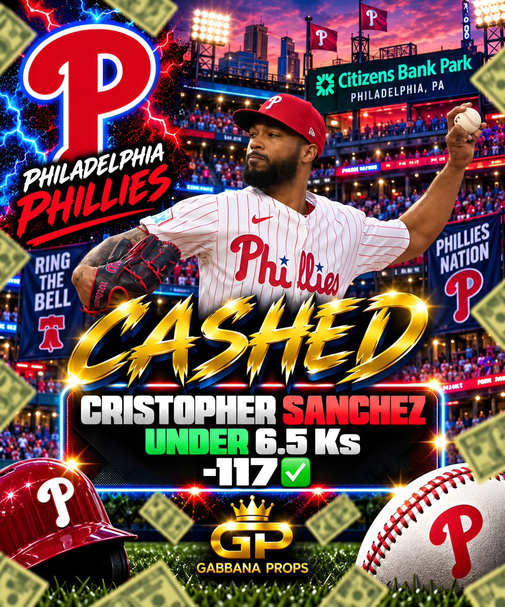 GabbanaProps's tweet photo. ✅ | Cristopher Sanchez #RingTheBell under 6.5 Ks   

💚 and follow if you tailed! https://t.co/0LeEPLUaMd