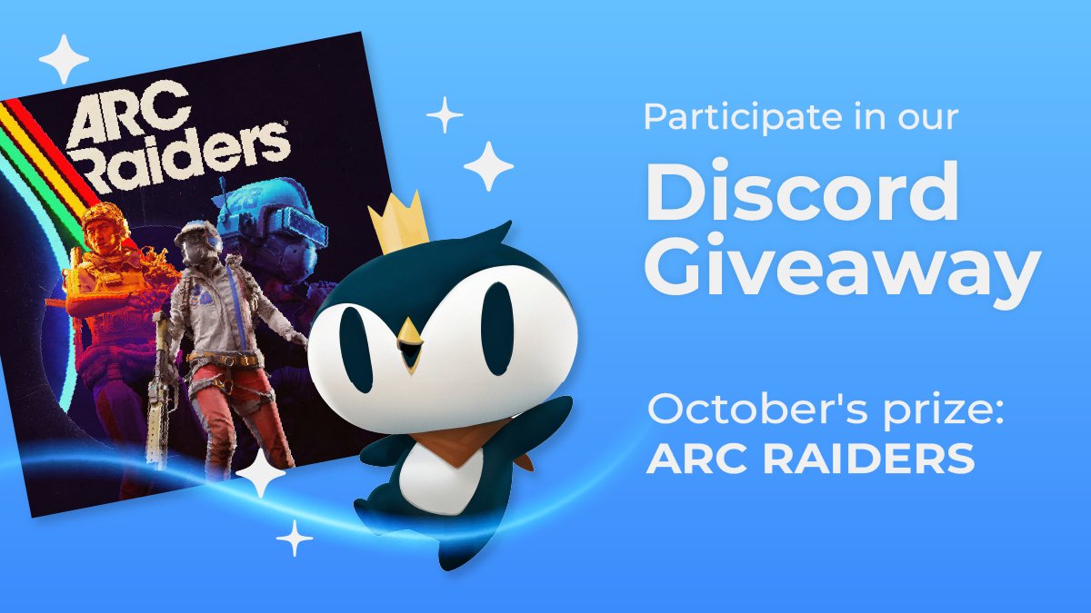 playfull's tweet photo. ARC RAIDERS giveaway is live in the Playfull Discord.

One copy every week, all of October.

Chat, join Game Nights, share your clips → earn PlayBits → buy raffle tickets.

First draw Next Monday. https://t.co/HOPxrHOaYp