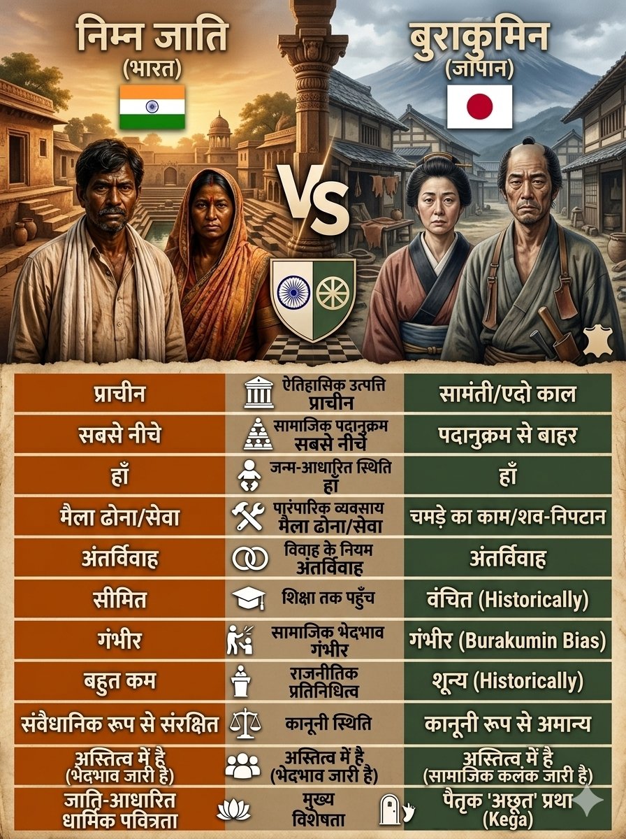 Ambuj31316910's tweet photo. इतिहास के वे पन्ने, जिन्हें अक्सर भुला दिया जाता है... 
दक्षिण कोरिया के बेकजोंग हों या फिर Burakumin / Japan का स���घर्ष भारत के निम्न जातियों के सामाजिक इतिहास से अविश्वसनीय रूप से मेल खाता है। कानून बदल गए, लेकिन सामाजिक रूढ़ियों को बदलने में सदियां लग जाती हैं। https://t.co/xMU5TYuXkC