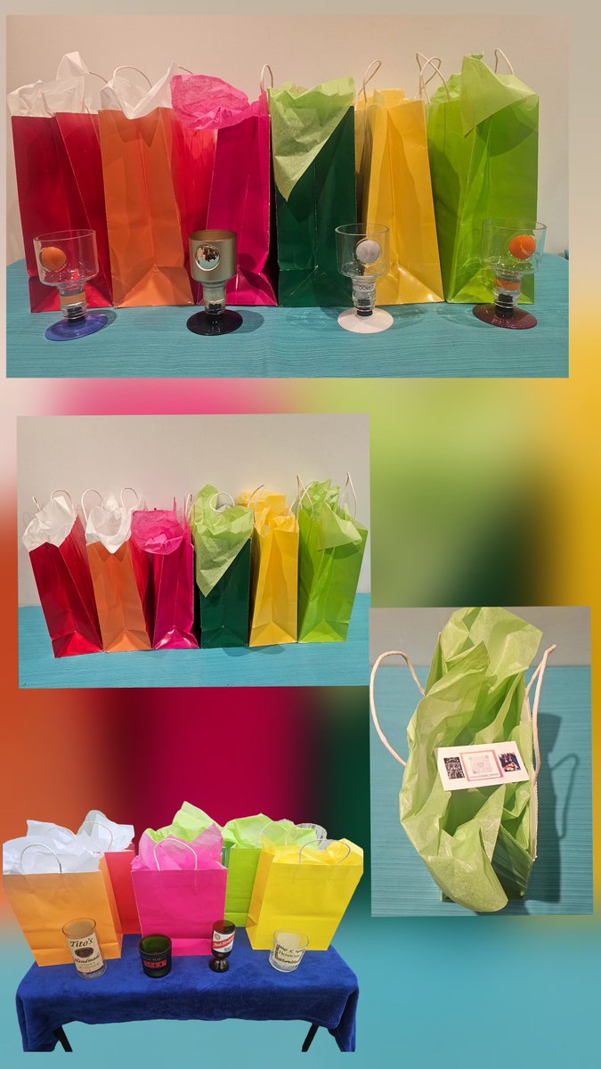 jcppinc's tweet photo. The Chalice Kings display of gift bags with the glasses for the fourth quarter. Let's go!!!! ♻️🤌🔥💰💪#jcppincteam  #shakur_786  #chalicekings #giftbags #4qtmonsters #art #recycling #champions #allworld https://t.co/gw1qOaZOak