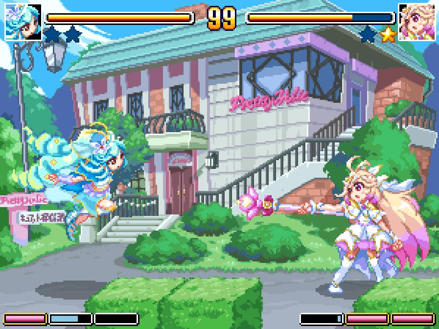 n88_colpla's tweet photo. 名探偵プリキュア！で対戦格闘っぽいドット絵を描いてみました、キュアエクレールとキュアアルカナで模擬戦
どんな技を使うんでしょうね👊 https://t.co/XoJ09wzF66