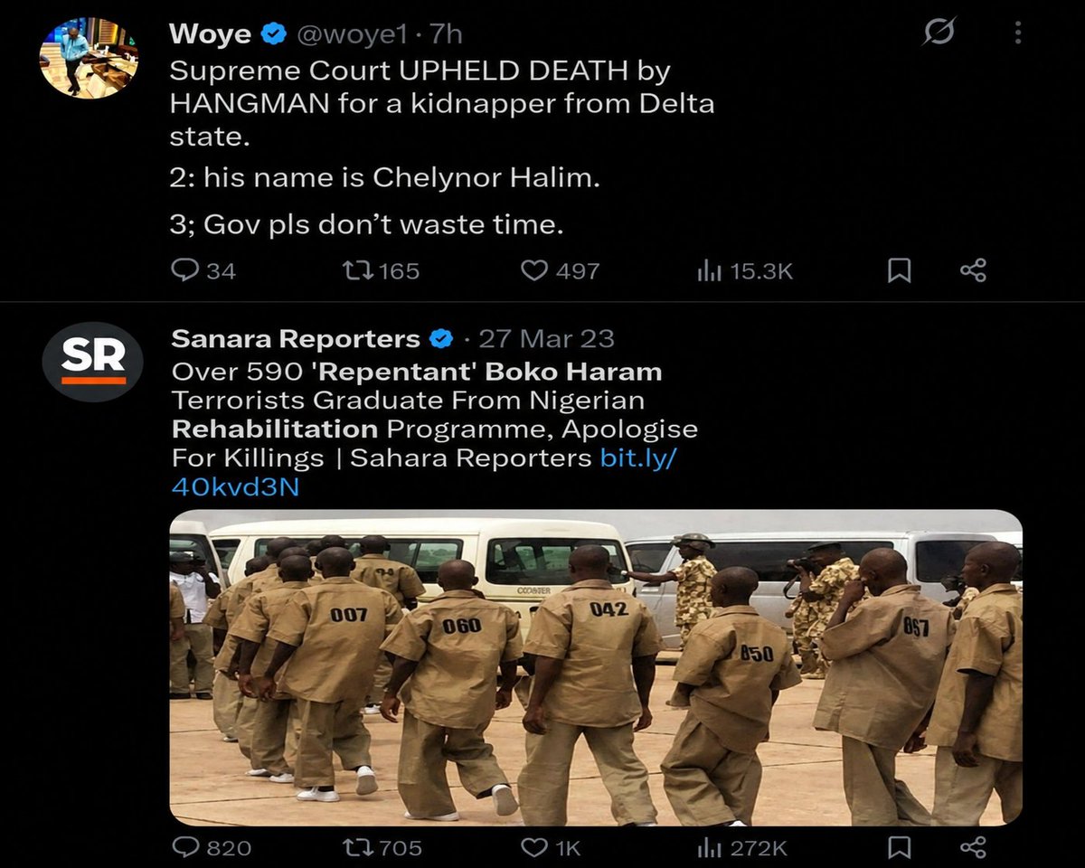 realjenns's tweet photo. @MrBubu01 @BloodedDutchMan Abdul, I'm only asking the Islamic regime to be above board in the dispensation of justice.
Why hang the christian terrorists whilst rehabilitating the Muslim ones ? https://t.co/AWwYJNT8rS