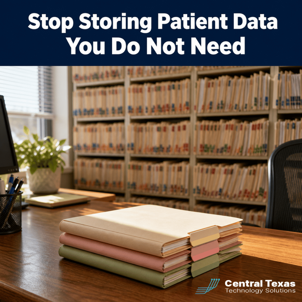 CTTSonline's tweet photo. If a breach happened at your practice tomorrow, could you tell me exactly how many years of patient data you are storing, and why?

https://t.co/dYfP0rXiDf

#CTTSonline #AustinTX #RoundRockTX #GeorgetownTX #HealthcareIT #DataPrivacy https://t.co/5nW5MWJaJN
