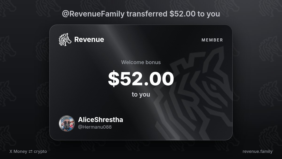 Hermanu088's tweet photo. @RevenueFamily @RevenueFamily added $52.00 to my balance https://t.co/4YPJTsCt4p