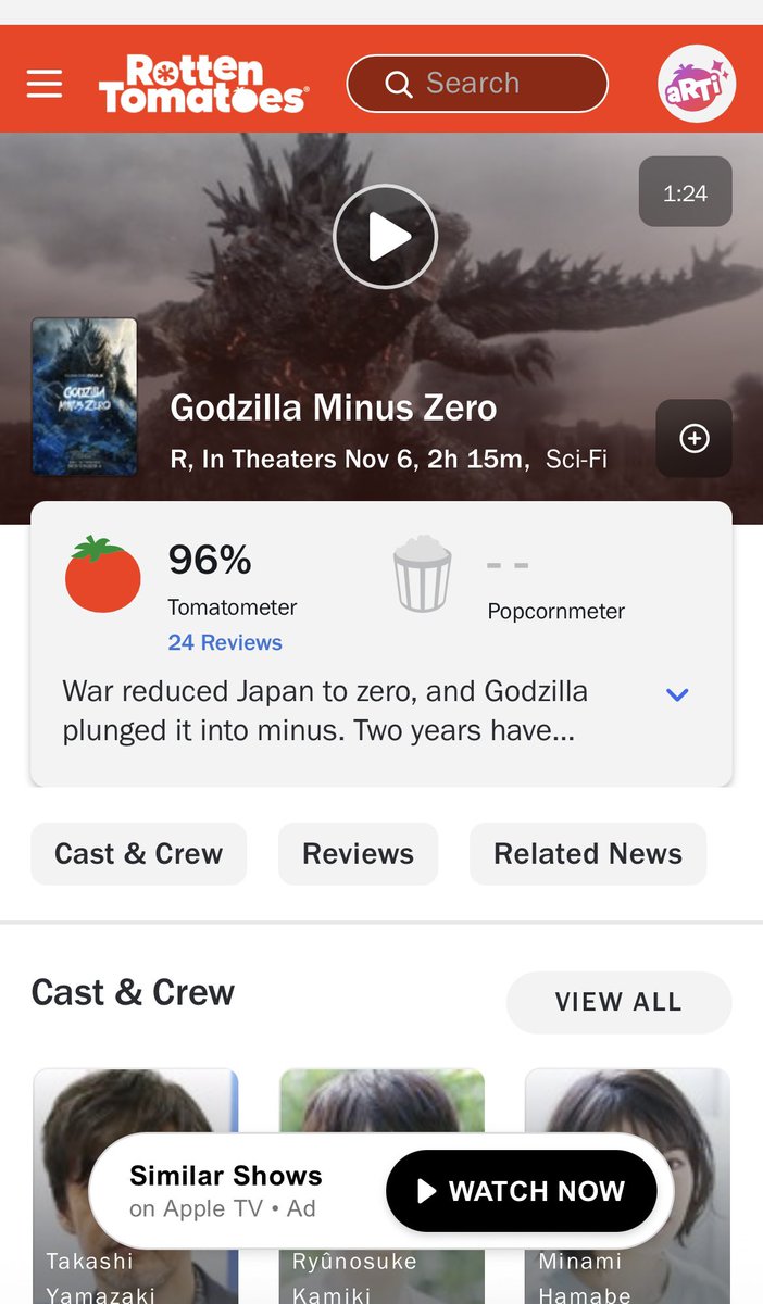 daichannoeiga's tweet photo. 【速報】『ゴジラ−0.0』RottenTomatoesの
評論家スコアが97にアップ！
レビュー数が増えてきた中でも更に上昇！

レビュー解禁直後の92からスコアを5も上げてきています！

『ゴジラ−1.0』の記録した評論家スコア99にあと2で並びます！

この驚異的なスコアアップの状況は引き続き要チェック！

#ゴジラ 
#ゴジラマイナスゼロ