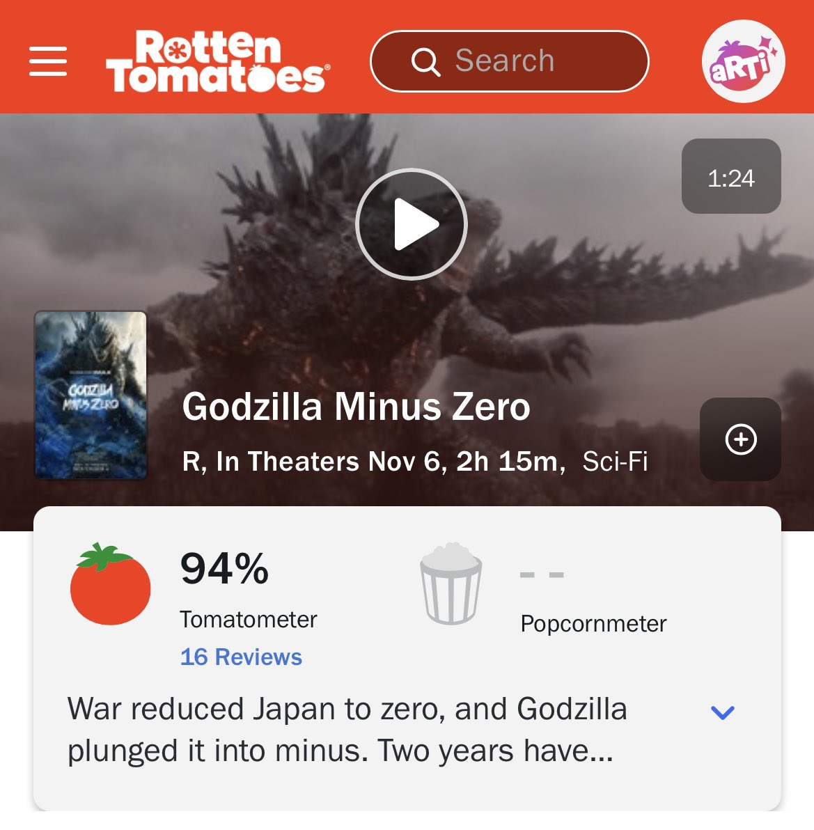 daichannoeiga's tweet photo. 【速報】『ゴジラ−0.0』RottenTomatoesの
評論家スコアが97にアップ！
レビュー数が増えてきた中でも更に上昇！

レビュー解禁直後の92からスコアを5も上げてきています！

『ゴジラ−1.0』の記録した評論家スコア99にあと2で並びます！

この驚異的なスコアアップの状況は引き続き要チェック！

#ゴジラ 
#ゴジラマイナスゼロ