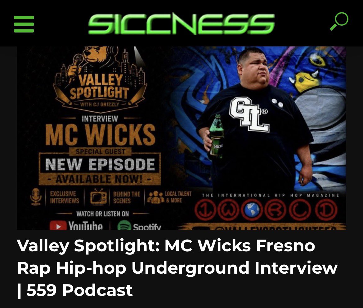 SiccnessNet's tweet photo. Valley Spotlight: MC Wicks Fresno Rap Hip-hop Underground Interview | 559 Podcast https://t.co/MsEGV2H3NL https://t.co/rE5N6Pg9eo