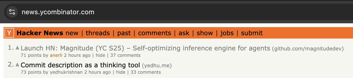 tomgreenwald's tweet photo. Magnitude has hit #1 on HN! Lots of great discussion from the community so far

TLDR is that Magnitude runs open models as fast as possible on your hardware. Up to 2x faster than llama.cpp in our benchmarking

It works on Mac, Linux, and Windows, on any hardware. Macbooks, NVIDIA and AMD GPUs, DGX Sparks, Strix Halos, or just a laptop CPU

Our kernels are tuned on your actual device for maximum performance. And it's built for agents, where sessions are long, several run at once, and you still want to use your computer for other things

Feel free to read more and join the discussion on HN :)