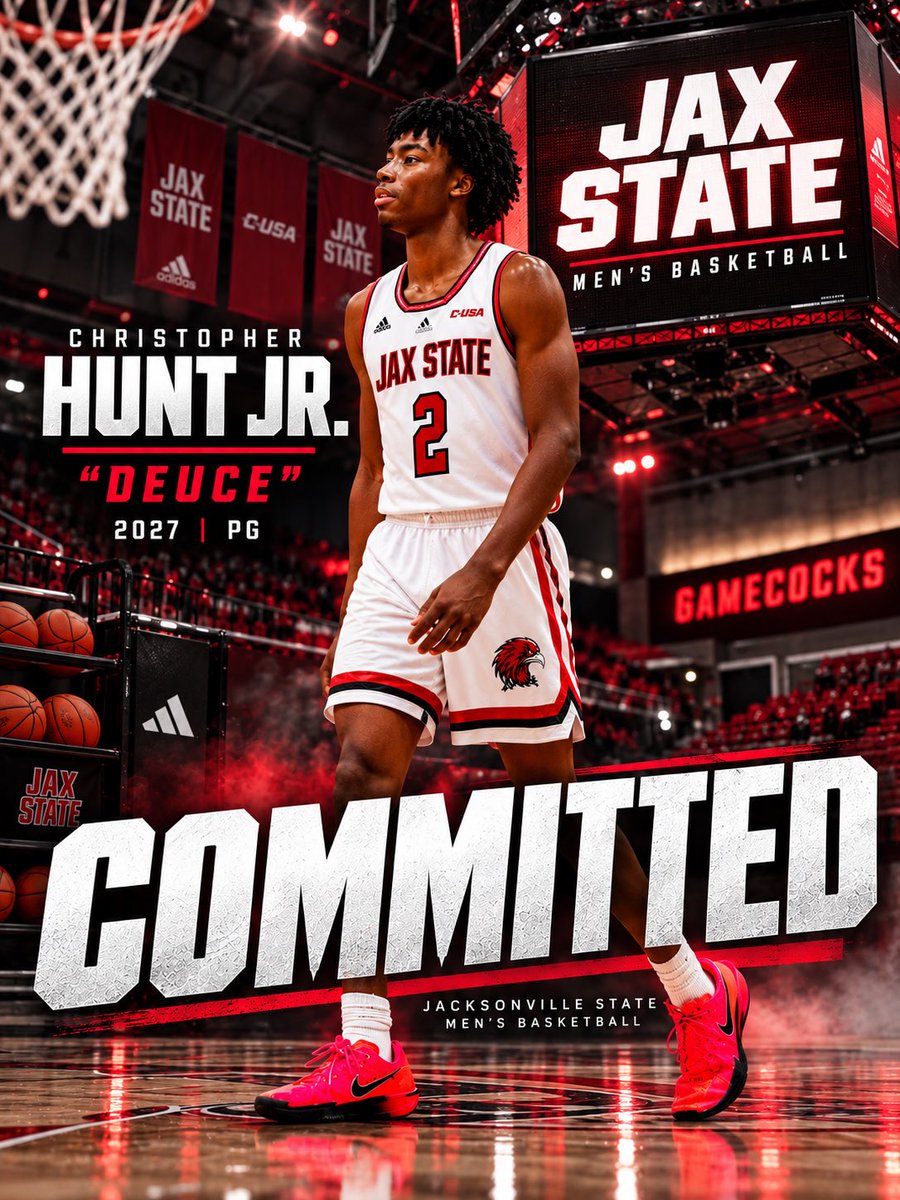 GradyMajors's tweet photo. 2027 PG Christopher “Deuce” Hunt Jr. has committed to Jacksonville State Men’s Basketball! Go be great my guy 🫡🏀 @HuntDuece @JaxStateMBB https://t.co/hn7AAo4Daz