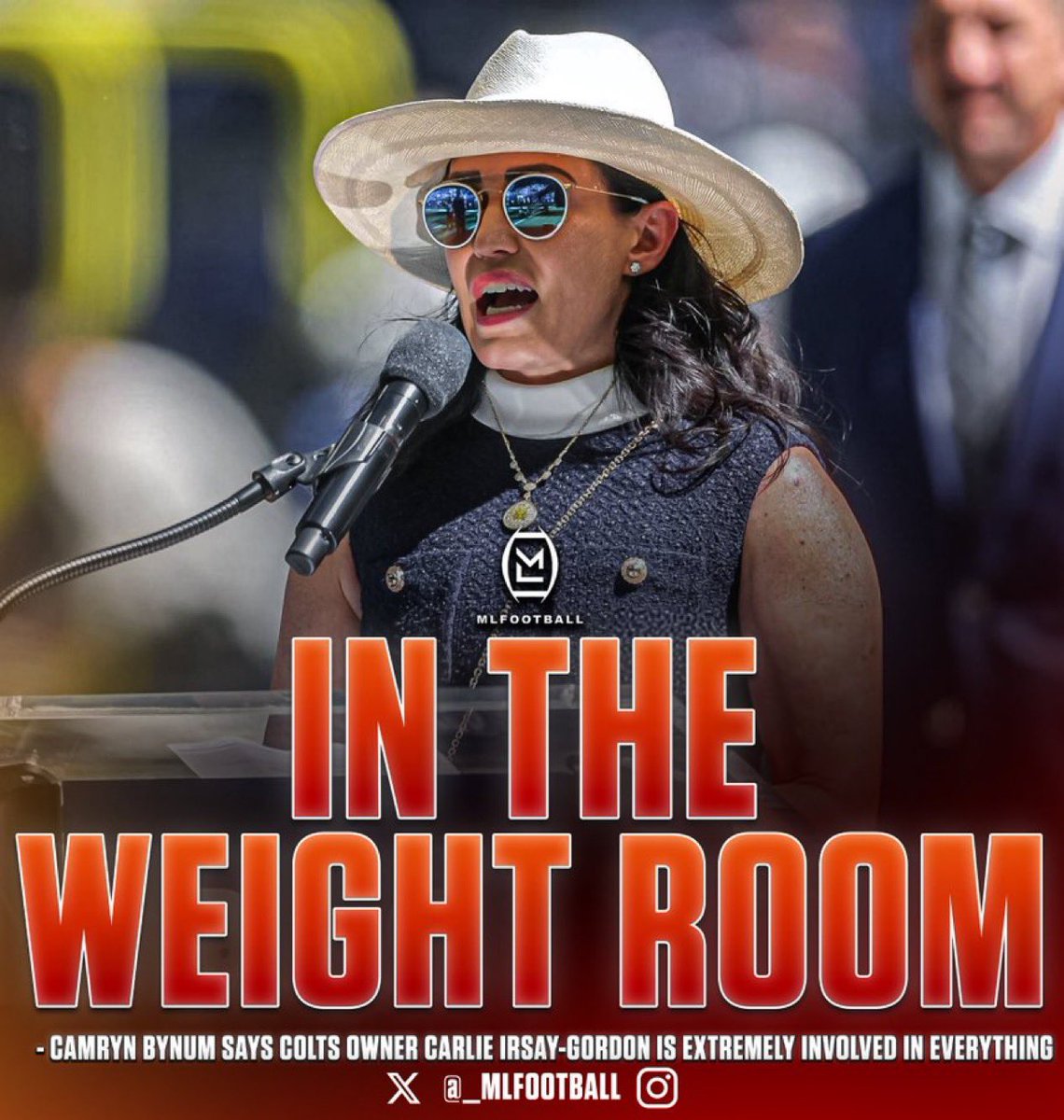 MLFootball's tweet photo. NEWS: #Colts safety Cam Bynum says owner Carlie Irsay-Gordon is extremely hands-on with the team — even WORKING OUT alongside the players.

“She’s in the weight room working out while we’re getting our lift in.”

She also stands on the sideline and sits in on defensive meetings. https://t.co/Po7q1eojBo