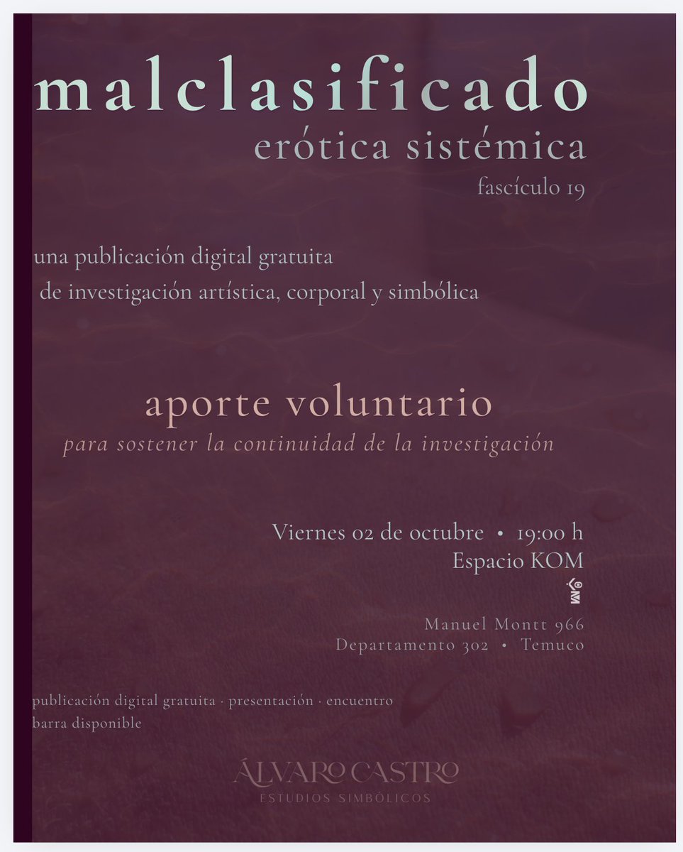 malclasificado's tweet photo. Te veo este viernes
malclasificado
7pm, en Espacio Kom
Temuco
Reunión de lanzamiento de revista digital con conversatorio https://t.co/Jwpn8zqniW