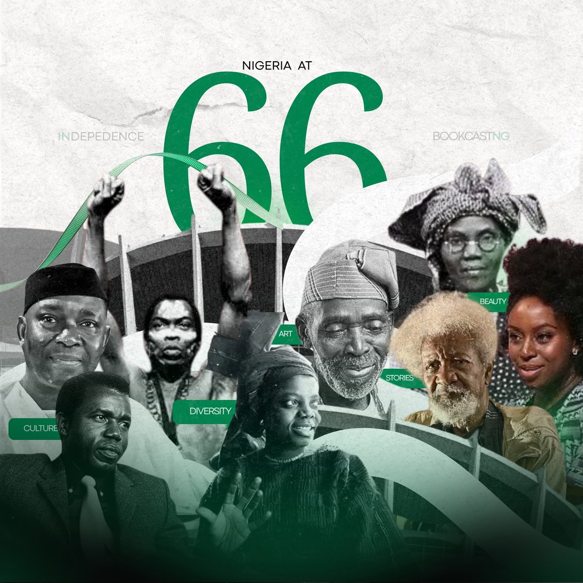 BookCastNg's tweet photo. A country built on stories, experiences, and culture. A land blessed with diversity and artistic excellence. 

Countless stories and yet the best one aren't written yet.🇳🇬

Nigeria just reached its 66th chapter.💜 https://t.co/EOQ2TCRA8U
