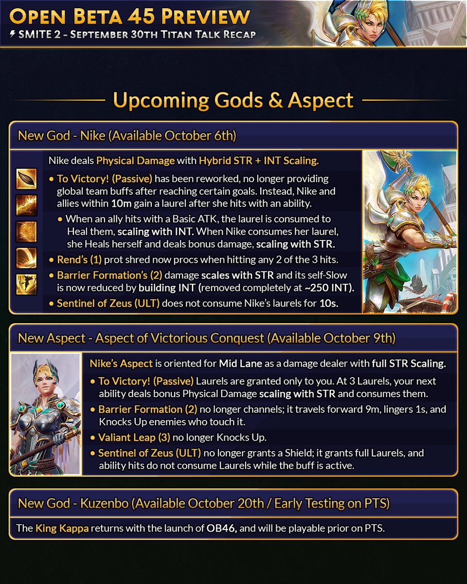 BluesUltra's tweet photo. Titan Talk today covered all the content coming with Nike's release, including:
- 2 new Aspects for a certain pairing...
- The last 3 Travelers of the Dark Tapestry event
- Several QoL updates for auto-VGS, and more! https://t.co/lV0qR3TUCA