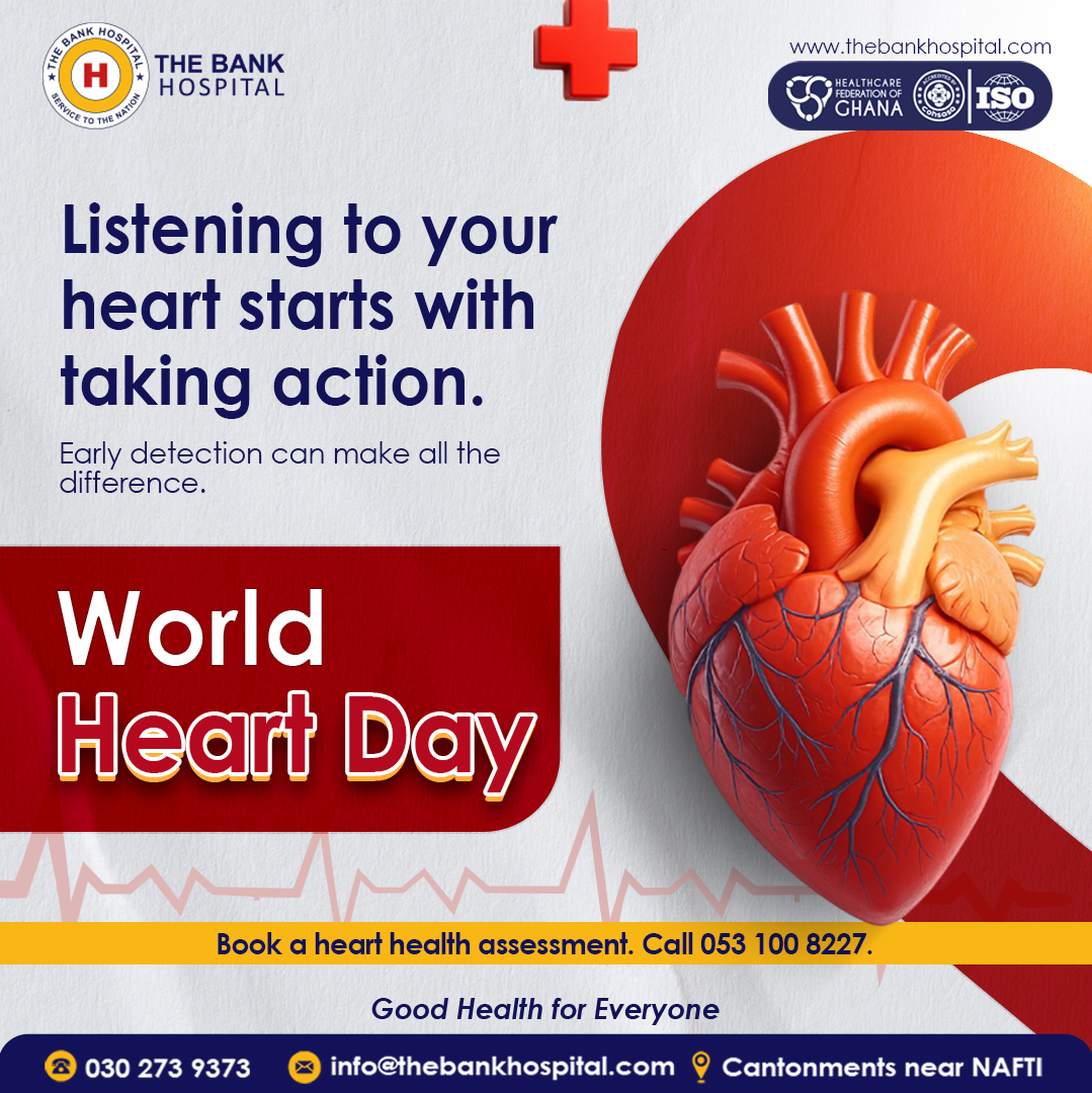 TheBankHospital's tweet photo. Your heart may be speaking. Are you listening?
Watch out for unusual fatigue, shortness of breath, chest discomfort, or pain in the jaw, neck, back or arms.

Don’t ignore the signs. Book a heart health assessment:
Call  053 100 8227.

#WorldHeartDay #HeartHealth #TheBankHospital https://t.co/bLDPR2QnEQ