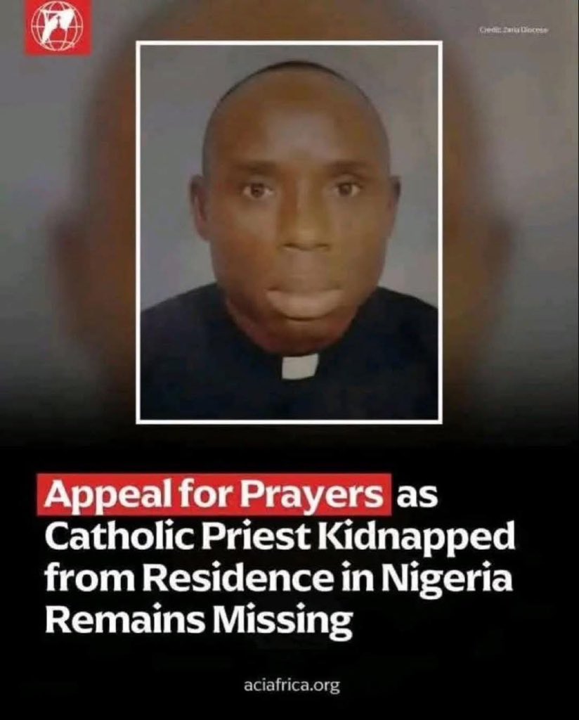 MarioUgonna's tweet photo. Rev. Fr. Emmanuel Ezema, priest of the Diocese of Zaria, was kidnapped since December 2, 2025.

Since last year the priest of God is still in the kidnapper’s den. 

We can’t forget him. We continue to pray for his safe and speedy release 🙏🏿😭💔

I wonder why the media is silent https://t.co/47ylGfjbAz