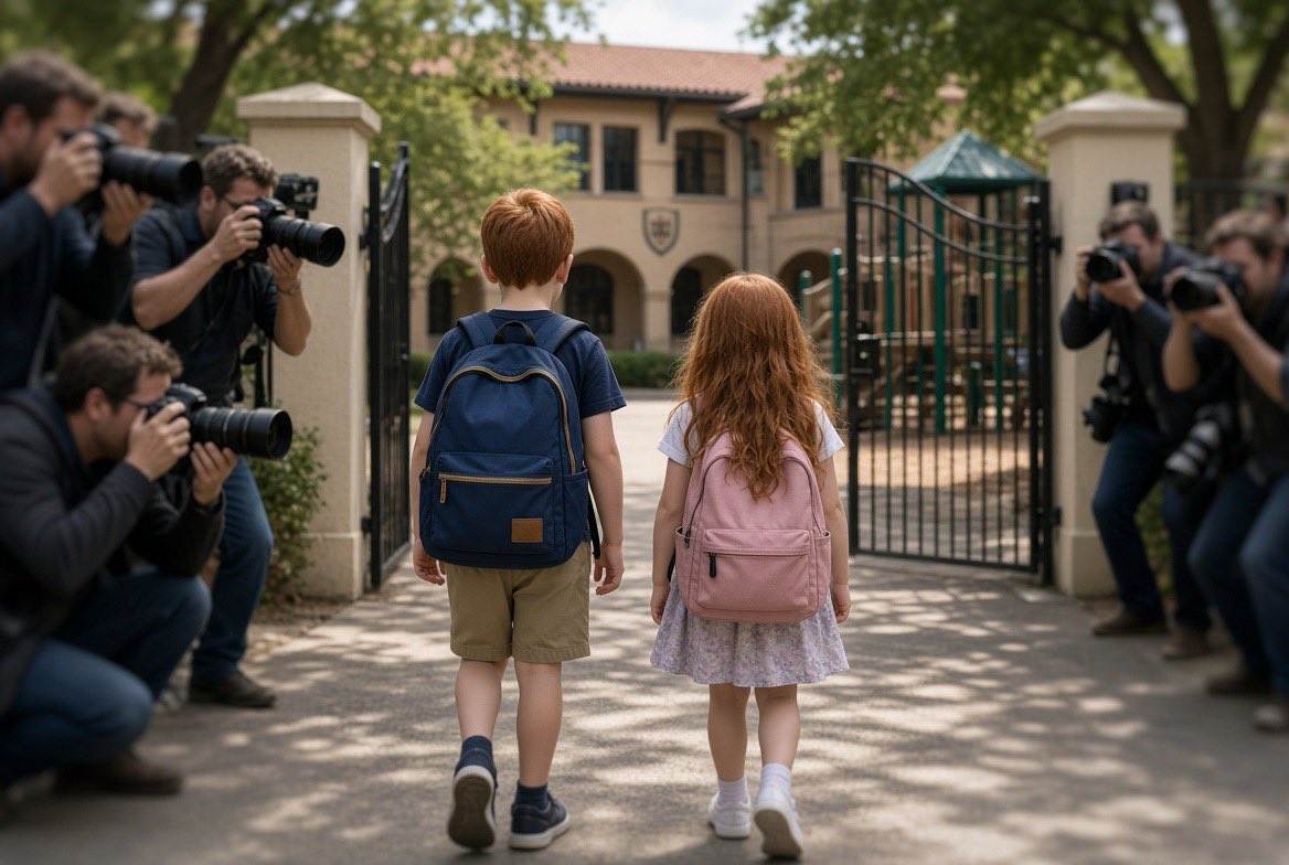 ViQueenie's tweet photo. How in the hell would the two paparazzos know what the surrogate kids look like?? 

That’s literally impossible! 

No one has ever seen them. 

Seriously wondering 🤔 

📸 AI-generated illustration https://t.co/BlLu0imdi4