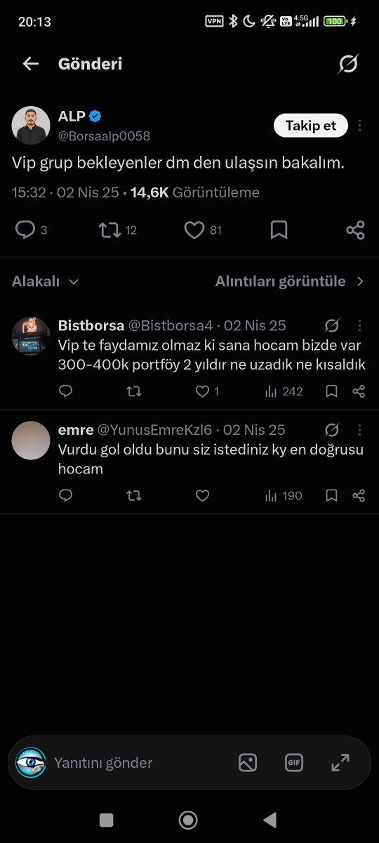 cigerlix's tweet photo. @Borsaalp0058 hesabının X’te #hisse pazarlaması ve ücretli üyeliklerle yatırımcıları #Telegram gruplarına yönlendirmesi incelenmeli; ilgili mevzuat kapsamında gerekli işlemler yapılmalıdır. @spkgovtr @EmniyetGM @Jandarma @adalet_bakanlik @abakingurlek  @iletisim @Support #ihbar https://t.co/dP92ne3yLJ