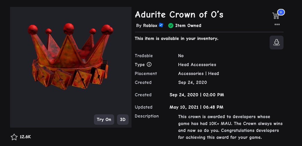 E4erZ's tweet photo. Yo Thanks @Roblox for these 2 Crown of 0's. #roblox #robloxdev #gamedev https://t.co/Hozd1rRQ31