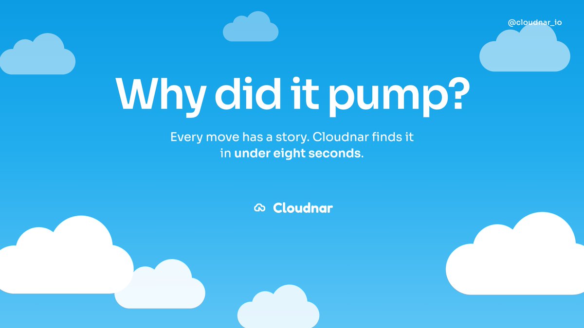 cloudnar_io's tweet photo. Why did it pump? ☁️

Every move has a story. Cloudnar finds it in under eight seconds: what started it, who is buying, what people on X are saying, and what could bring it down.

Solana, Ethereum and Base. https://t.co/FENzcDLp9V