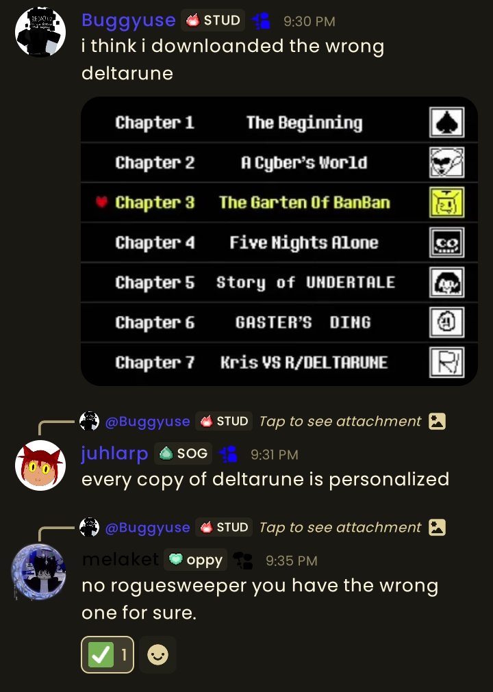RoguesweeperPi's tweet photo. agree with melaket here, i'm not here. shit aint the right deltarune, and where's NaN too? :( https://t.co/1RGJkfknI4