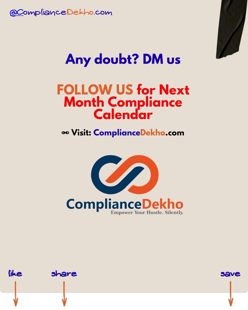 compliancedekho's tweet photo. 📅 #October2026 #Compliance #Calendar | Key #GST, #PF/ESIC, #Tax & #ROC #filings #Dates
#TDS #TCS #MCA #MSME #TaxAudit #ITR #Incometax #MonthlyCalendar #Duedates #Extension #CBDT #Incometaxact #Incometaxrules #CompaniesAct2013 #GSTAct https://t.co/z9vg3QyYAQ