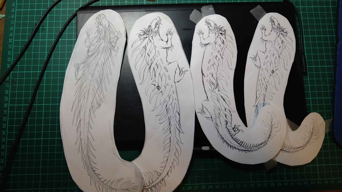 Inkoni72's tweet photo. My pile of concept tattoo red lizard sketches, related to a commission i am doing.
#rainworld #rainworldart https://t.co/sB4VgrYhfX