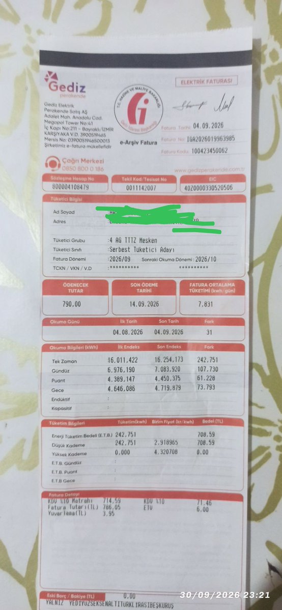 Sesimiduyanvar4's tweet photo. İzmir'de ikamet eden ve özel bir çocuğu olan ailemizin 1 adet elektrik faturası var görselde yer alan bilgiler ile yardımcı olmak ister misiniz?
Fatura ödenmezse 2 gün içinde elektrik kapanacakmış.
Ailemiz zor durumda kalmasın.
Kurum: Gediz elektrik (Gediz perakende)
810₺
#Sesimiduyanvar 
Paylaşmak güzeldir.