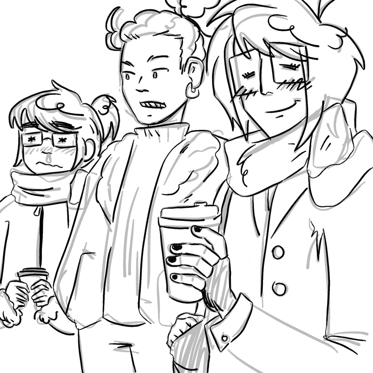 BagetoO0's tweet photo. I think I made cool humanisationshsjnsisk buuuut idk. 
Blonde character is already human so I don't change them. 
Pumpkin spice latte. https://t.co/XEBE0vHmVr