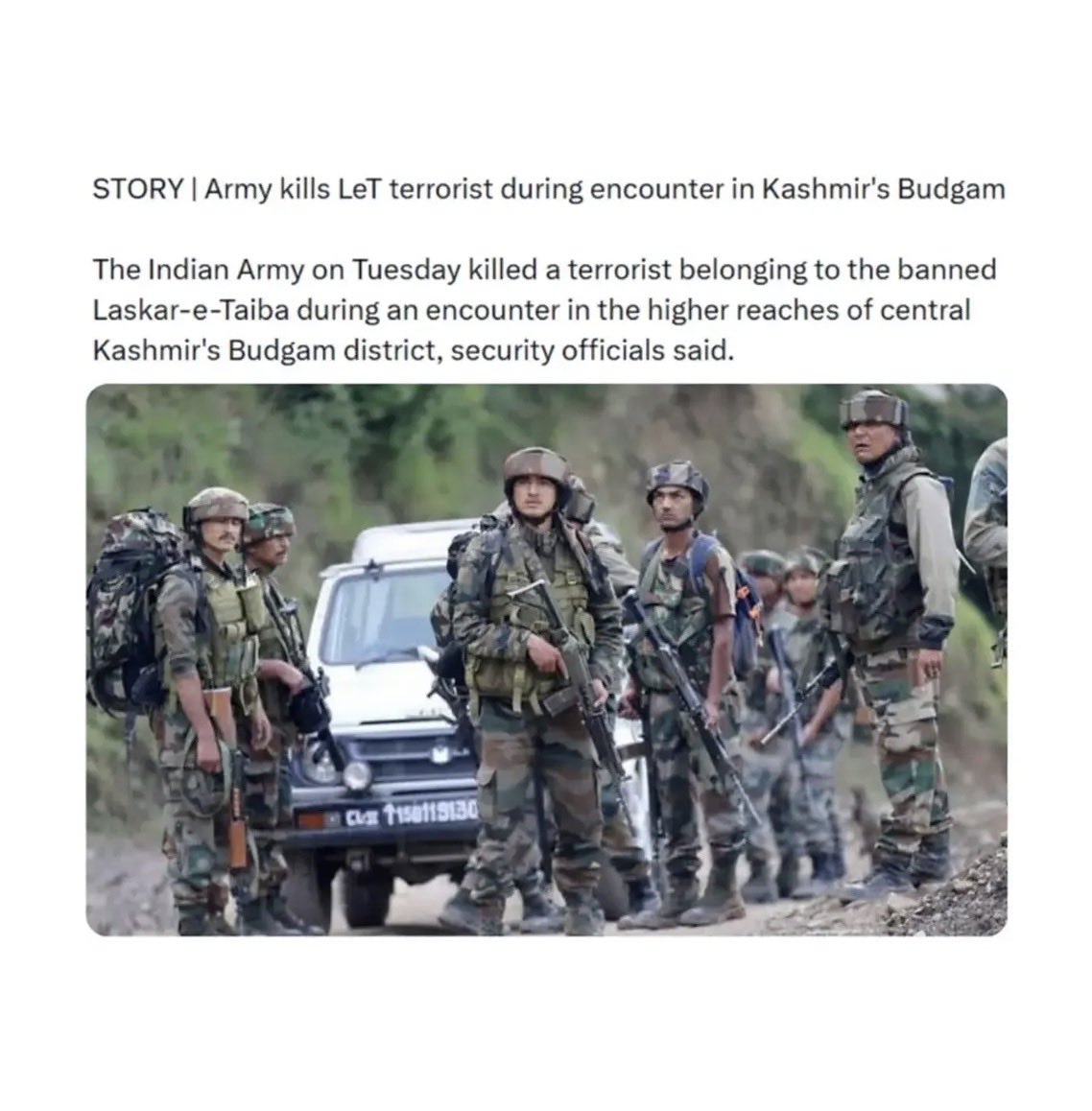 choudharyman98's tweet photo. A Pakistan-based L@shkar-e-Taiba terrorist (Mohammad Asif alias Hashim Moosa) Killed during a joint security operation in Budgam's Yousmarg area, Jammu and Kashmir, India 🇮🇳 
Proud Moment for Nation.🫡 
@ChinarcorpsIA @crpfindia @JmuKmrPolice https://t.co/7bh6KdJYpB