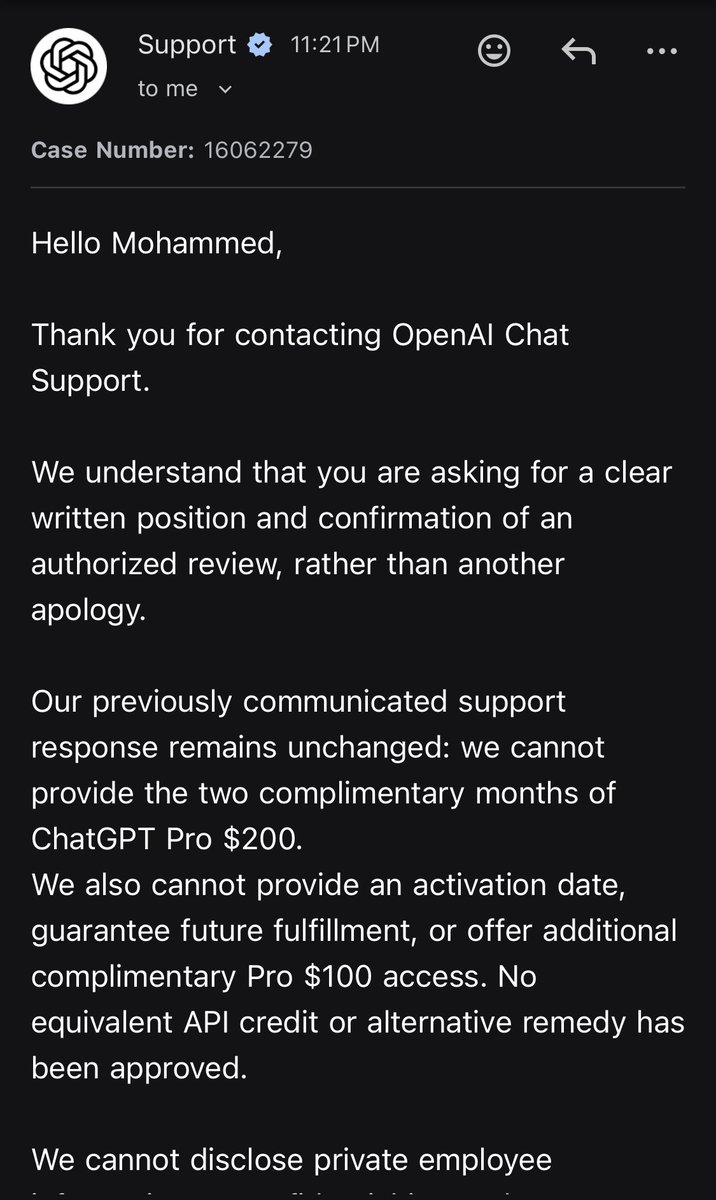 USA_STOCK2030's tweet photo. my Apple Plus subscription expired.

I followed the instructions provided and contacted Support after the subscription expired. I was subsequently told that the offer would not be honored, with no activation date, alternative remedy, or confirmed authorized supervisor review. https://t.co/S1WlofD18z