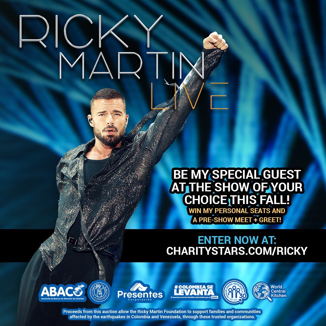 ricky_martin's tweet photo. ¡Conoce a Ricky y sé su invitado especial en uno de sus conciertos de este otoño! Más información en: https://t.co/LRsrW06j9w

Meet Ricky + be his Special Guest at one of his concerts this fall! More Info at: https://t.co/LRsrW06j9w https://t.co/2Efg7M5GgS