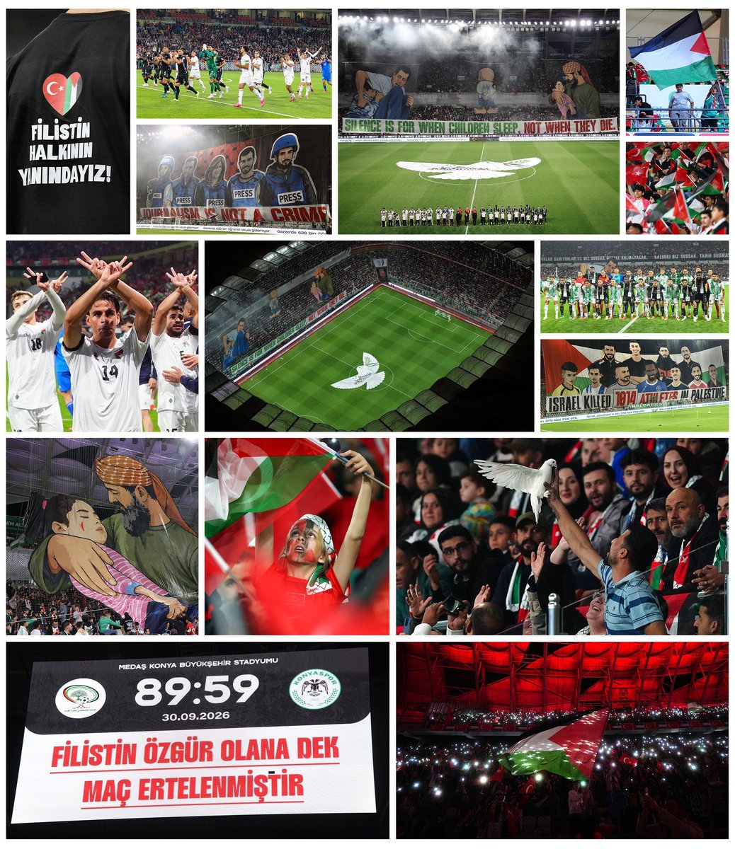 farukaytek's tweet photo. Konyaspor ile Filistin Millî Futbol Takımı arasında oynanan dostluk maçı, milletlerimiz arasındaki köklü kardeşliğin, dayanışmanın ve gönül birlikteliğinin müstesna bir nişanesi olmuştur.

Ülkemize gelen Filistinli futbolculara ve kardeş Filistin halkına en kalbî selam ve muhabbetlerimi iletiyor, tribünleri doldurarak Filistin davasına sahip çıkan vatandaşlarımıza şükranlarımı sunuyorum.

Filistinli kardeşlerimizle bir ve beraber olmaya, Gazze’de yaşanan soykırımı tüm dünyaya haykırmaya ve özgür Filistin davasını her zeminde savunmaya devam edeceğiz. 🇹🇷🇵🇸