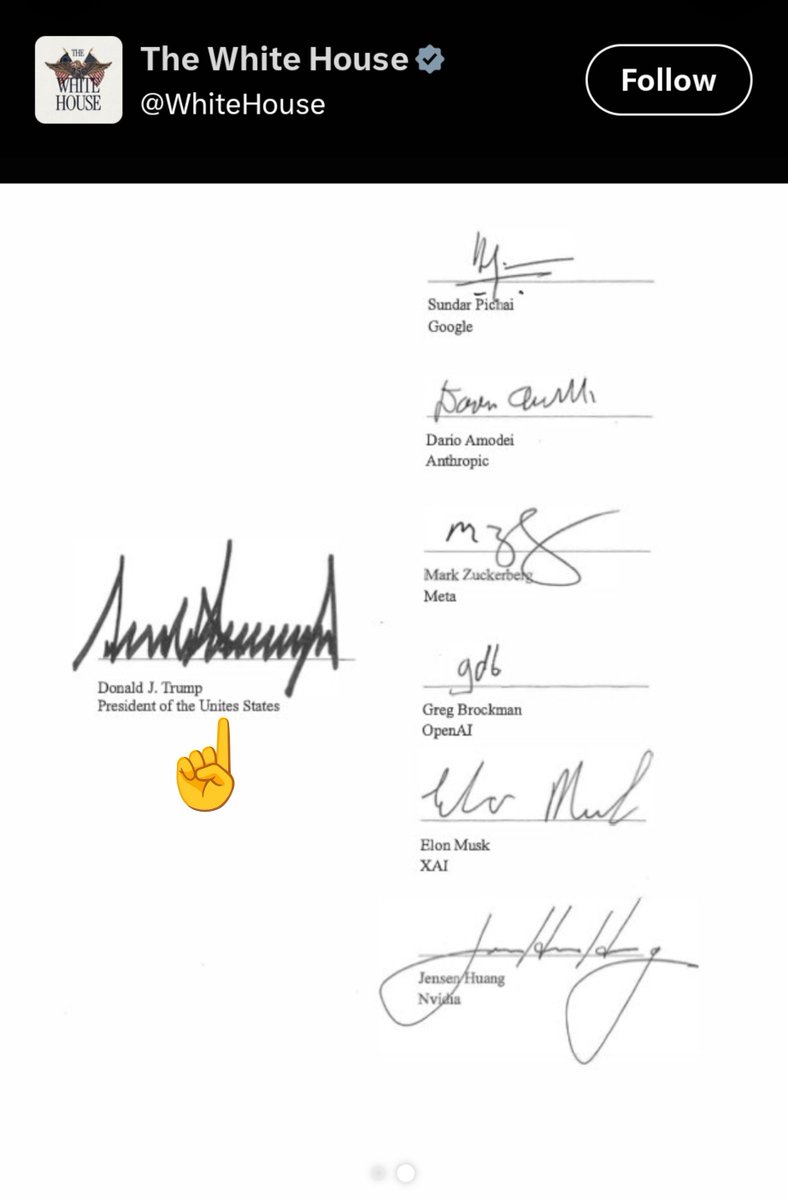 Vikram_krSingh's tweet photo. @JensenHuang This is the result of renaming Artificial Intelligence (#AI) to '#Super_Intelligence'!๐คก
Hopefully, the signatures of all these great people are genuine..!๐ https://t.co/Ne8JbATm9v