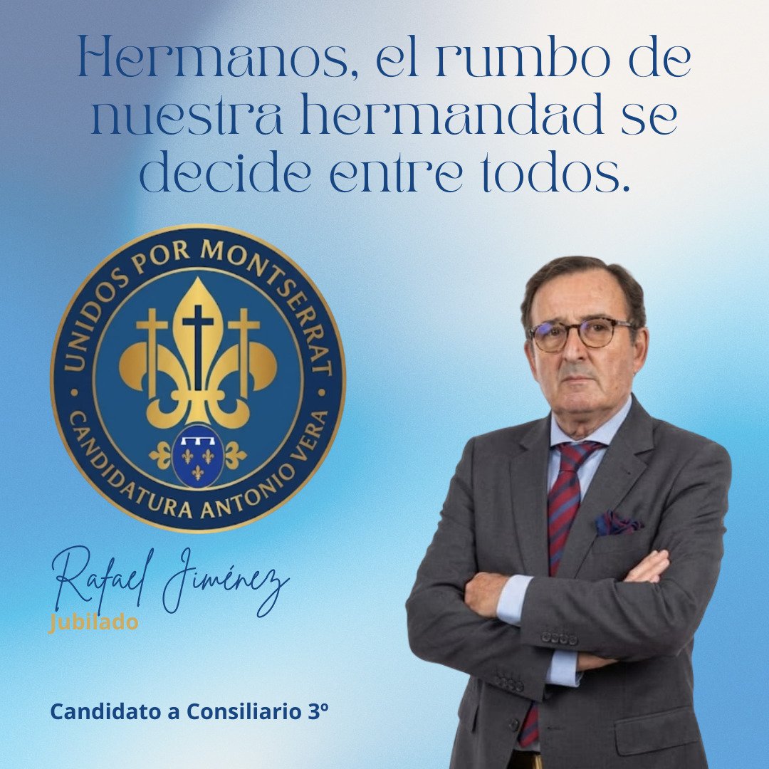 uxmontserrat's tweet photo. Presentamos a N.H.D Jose Antonio Lagier candidato a Consiliario 2° y a N.H.D Rafael Jiménez Collantes de Terán candidato a Consiliario 3°.
Ambos jubilados con una gran experiencia laboral en él ámbito económico (Jose Antonio) y empresarial (Rafael). https://t.co/1Q0e80buZl