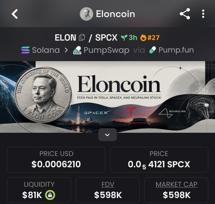 1_ALPHADESK's tweet photo. Secured a massive move with $ELON

Entry:$36k
Peak:$598k
Profit:16.6x Profit 

Don't miss the next one-catch these opportunities first in my private TG!

#Solana #CryptoMarket #memecoin https://t.co/t8KhVobc1L